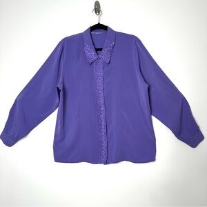 Vintage Pin Tucked Floral Embroidered Scalloped Edge Blouse Feminine Prairiecore